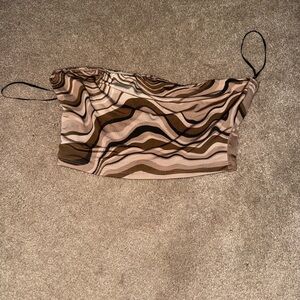 Brown and Tan Swirl Tube Top
